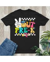 Peace Out Pre K Teacher Student Happy Last Day Of School Shirt Unisex Standard T-Shirt black s