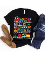 Train Railroad Lover Abc Alphabet A-z Abcs Kindergarten Kids Shirt Unisex Standard T-Shirt black s