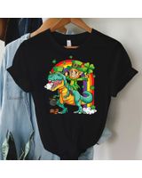 Kids Dino St Patricks Day Shirt Toddler Boys Girl Leprechaun Shirt Unisex Standard T-Shirt black s